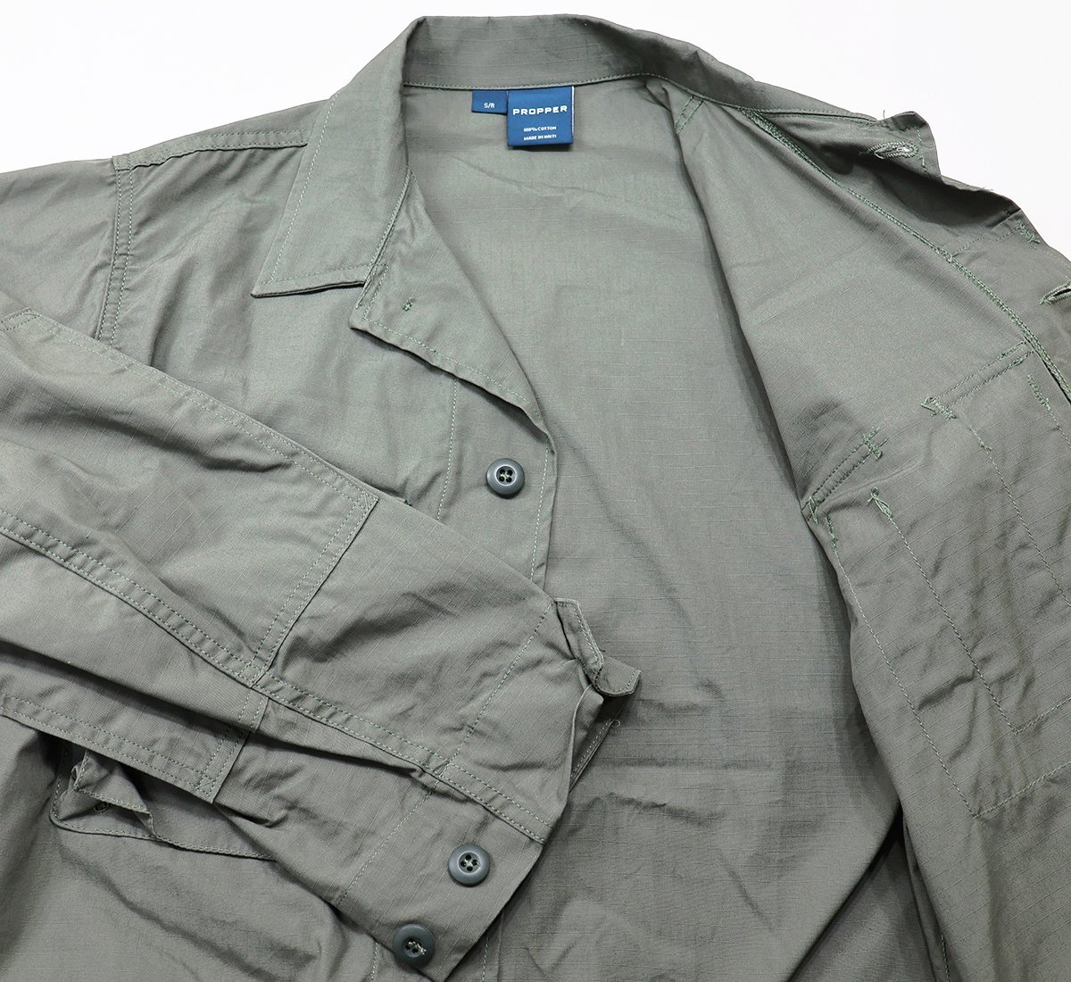 PROPPER (プロッパー) BDU COAT 4PKT / バトルドレスユニフォーム ミリタリージャケット コットンリップストップ 美品 オリーブ size S_画像4