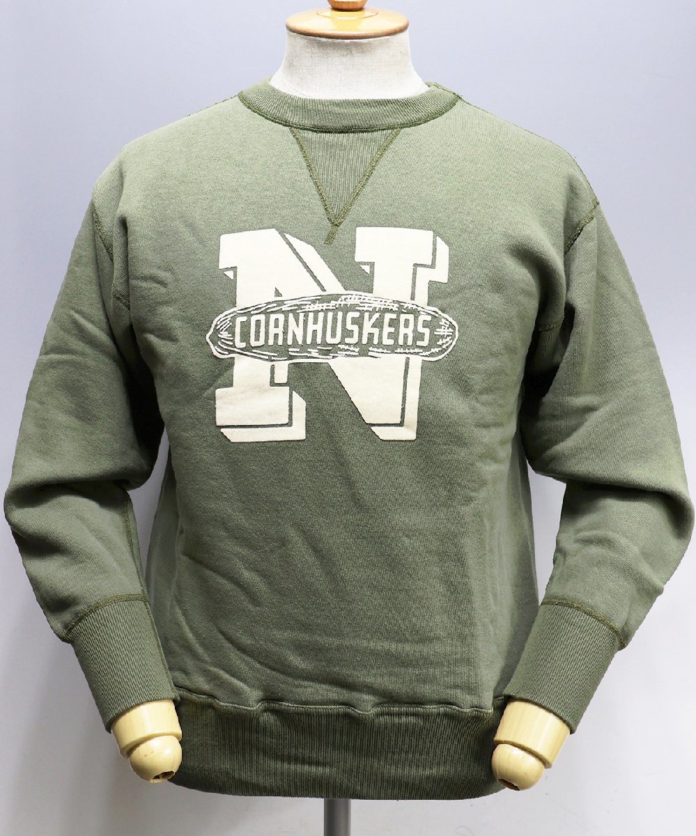 Warehouse (ウエアハウス) Lot 401 / CORNHUSKERS セットインスウェット 美品 ODグリーン size 38(M)_画像1