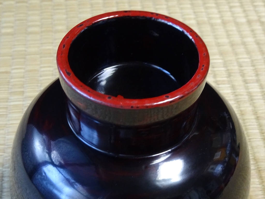 ■■根来塗■特大型■合鹿椀■布被■口径：約143ｍｍ・高さ：約130ｍｍ・重量：約310ｇ■銘有■ _画像9