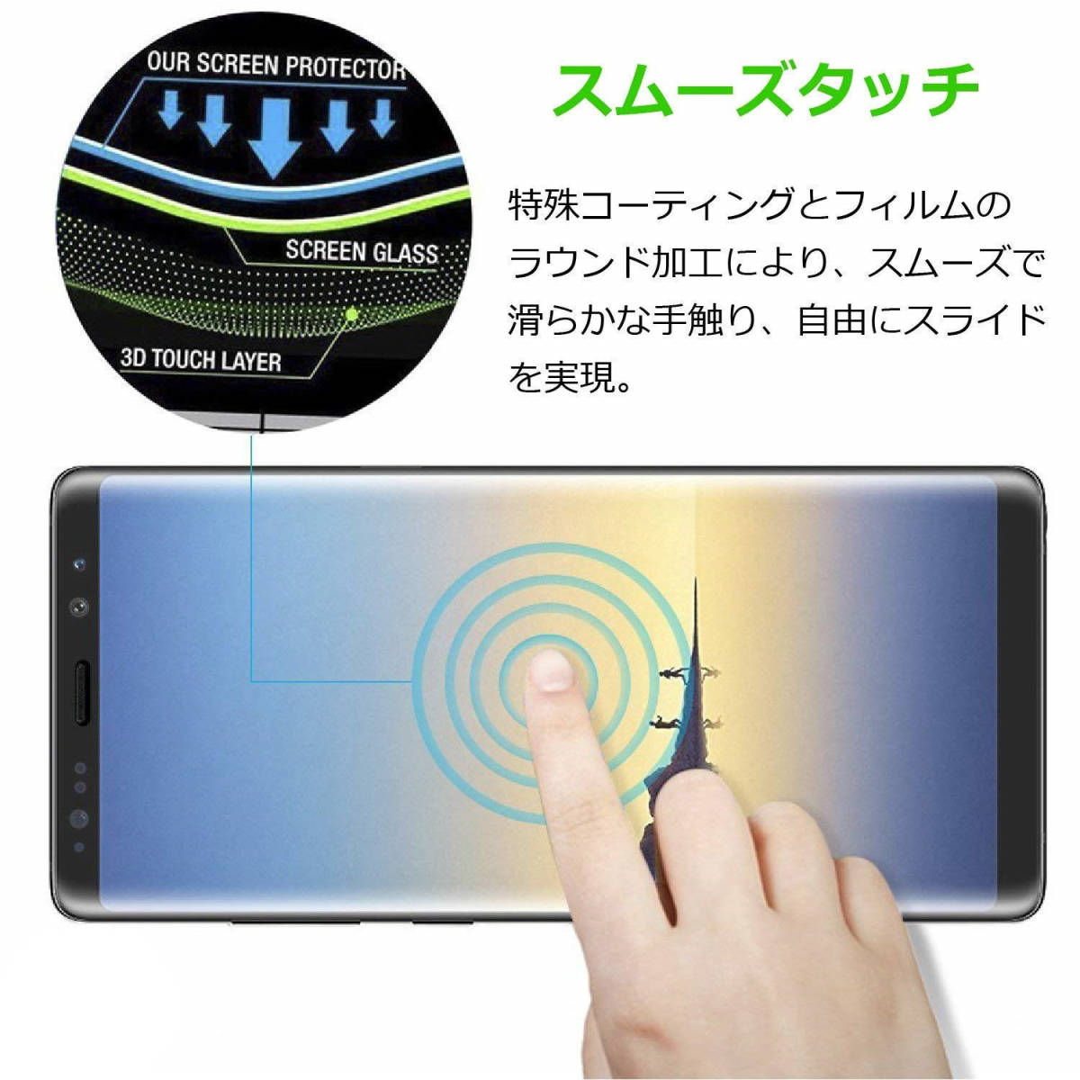 galaxy note9 ガラスフィルム ギャラクシーノート9 強化ガラスフィルム 全面3Dタイプ SC-01L/SCV40_画像2