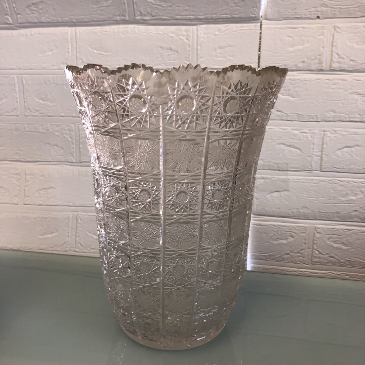 フラワーベース ボヘミアクリスタル 花瓶 花器 ガラス　BOHEMIA