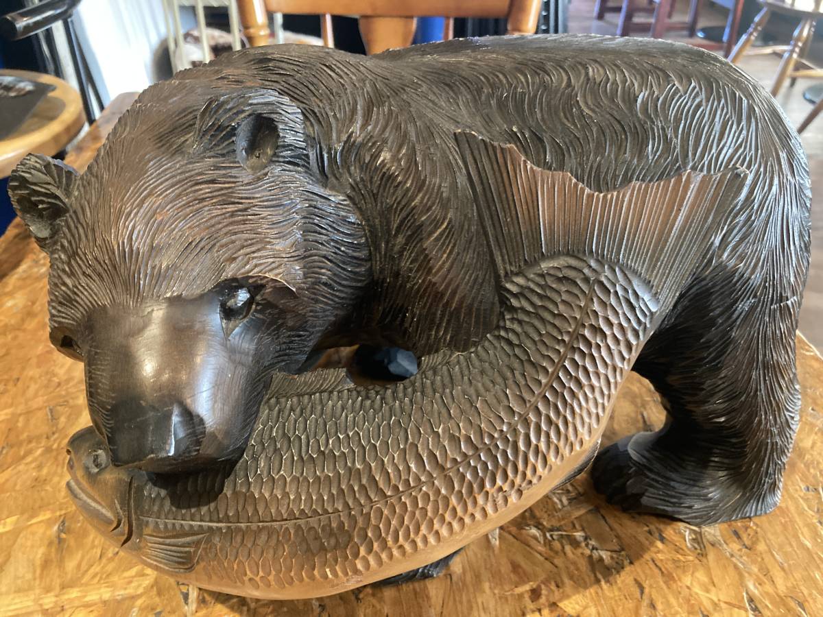木彫り熊 アイヌの木彫 荒良作 作家物 - インテリア小物