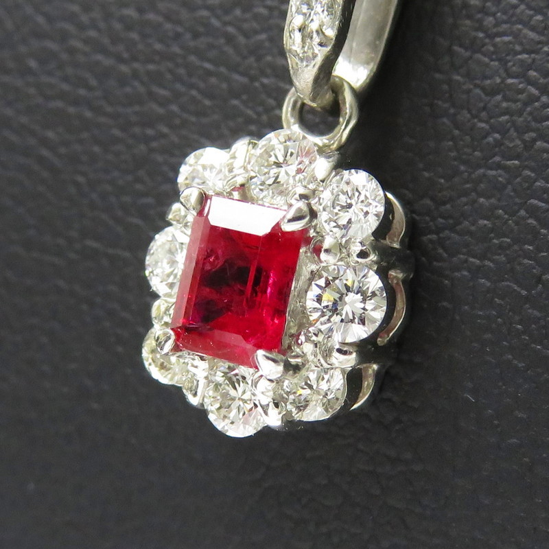 レッドベリル 0.264ct ダイヤモンド 計0.36ct ネックレス Pt900プラチナ/Pt850プラチナ 4.3g 45cm レディース_画像7