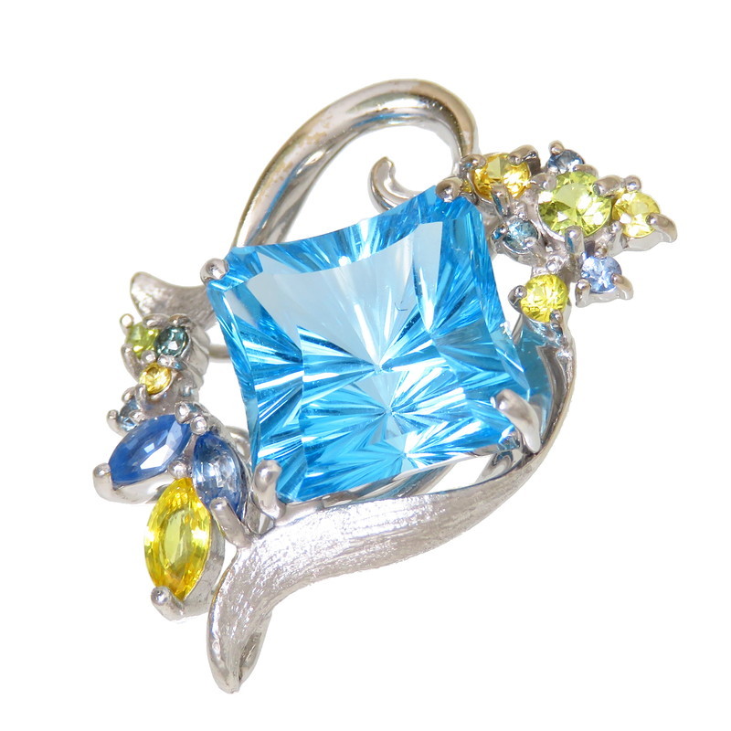 格安 ブルートパーズ レディース 7.0g K18WGホワイトゴールド ペンダントトップ 計0.80ct マルチ石 7.67ct ホワイトゴールド