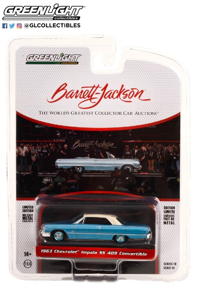 グリーンライト 1/64 シボレー インパラ SS 409 コンバーチブル ブルー GREENLIGHT Barrett-Jackson Ser 10 Chevrolet Impala_画像3