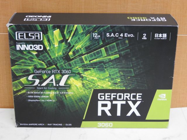 2年保証』 S.A.C/L 3060 RTX GeForce ELSA 保管品 GD3060-12GERSH 現状