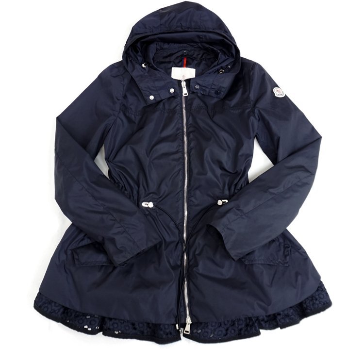 【良品】【1円】MONCLER モンクレール LOTUS GIUBBOTTO ロータス ナイロン ジャケット ジップアップ パーカー ネイビー サイズ2 裾レース_画像1