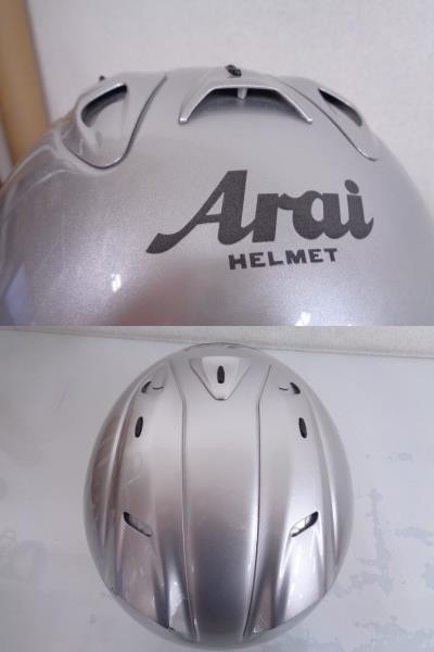 ARAI SZ-Ram3 ジェットヘルメット 63-64cm 収納袋付き ※破損箇所あり/ SZ-RAMⅢ SNELL M2005 アライ バイクヘルメット い557a_画像4