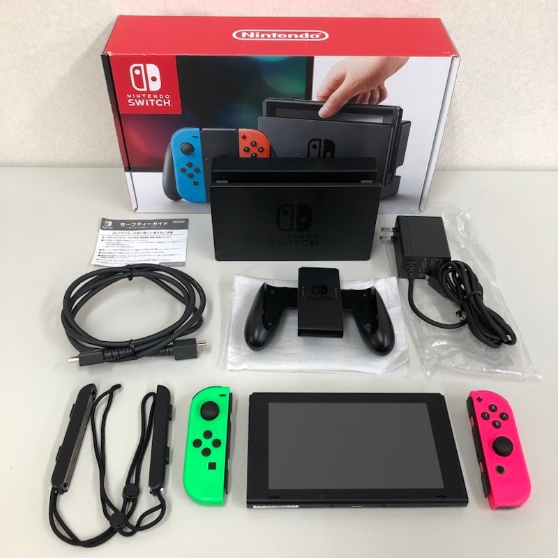 【ジャンク扱】Nintendo Switch ニンテンドースイッチ 本体 Joy-Con(L)ネオングリーン/(R)ネオンピンク HAC-001 230821SK270337