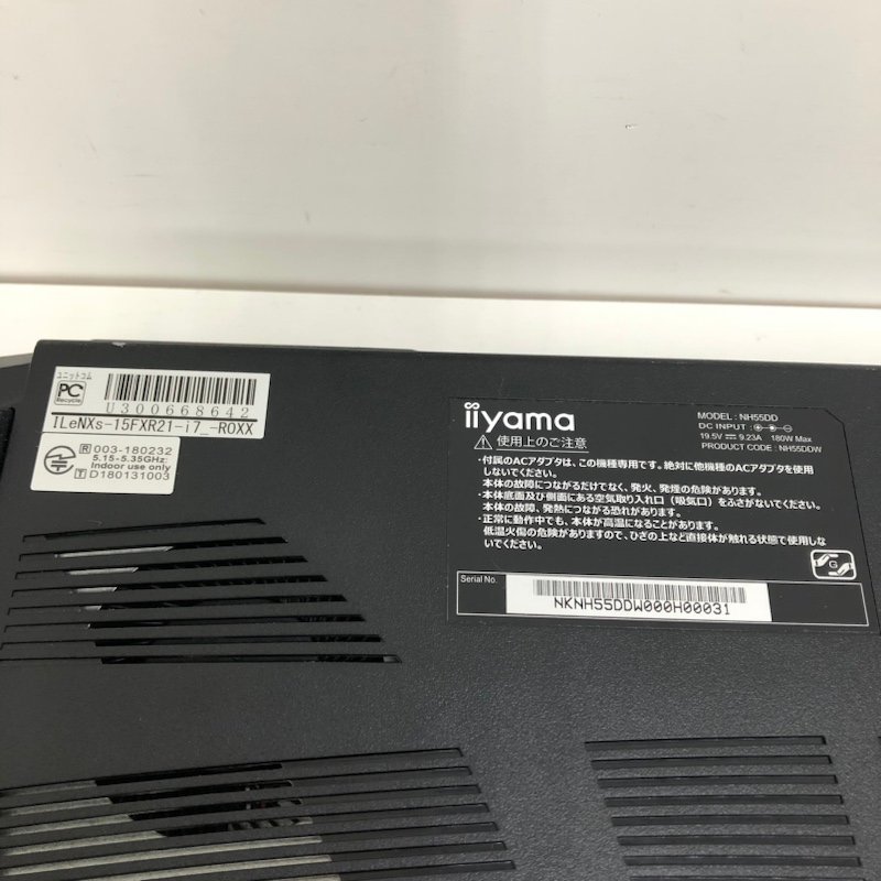【ジャンク品】iiyama NH55DD ILeNXs-15FXR21-i7-ROXX ノートPC Core i7-10750H GeForce RTX 2060 6GB 16GB ストレージなし 231005SK410089_画像8