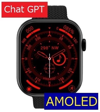 HK9Pro! 限定１ガンメタ Chat GPT! 美しいスリムボディー スマートウォッチ ブラック 日本語表示有 Apple Watch ではありません_画像1