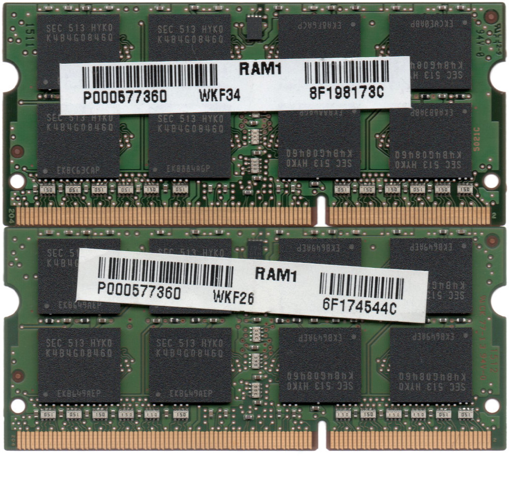 【DDR3 8GBx2枚 合計16GB ノートPC用】＜動作確認済＞SAMSUNG 低電圧 1.35V DDR3L-1600 (PC3L-12800S) M471B1G73QH0-YK0 2枚【中古】H770_Memtestでの検査の結果エラーなし！