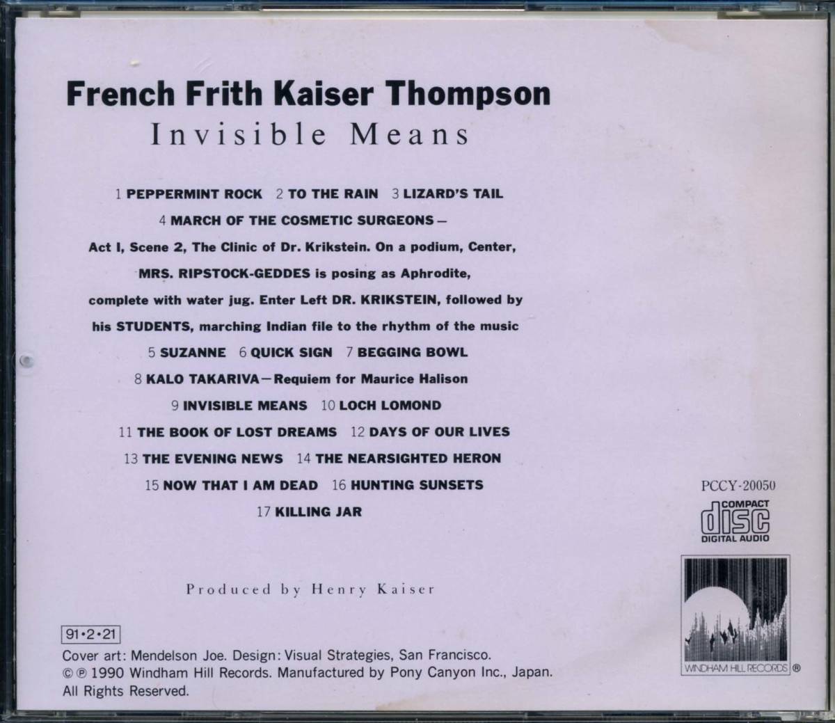 FRENCH FRITH KAISER THOMPSON★Invisible Means [フレンチ フリス カイザー トンプソン]_画像2