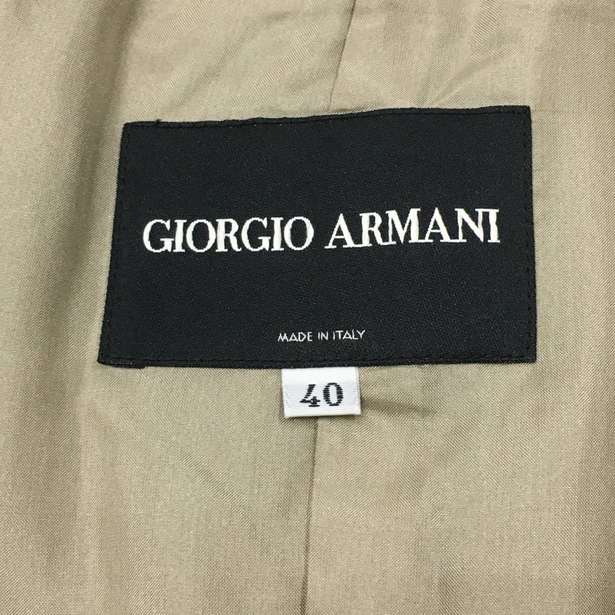 J9-201【タグ付き】ジョルジオ アルマーニ スーツ 上下 サイズ 40 イタリア製 / ベージュ系 ジャケット パンツ レディース GIORGIO ARMANI_画像5