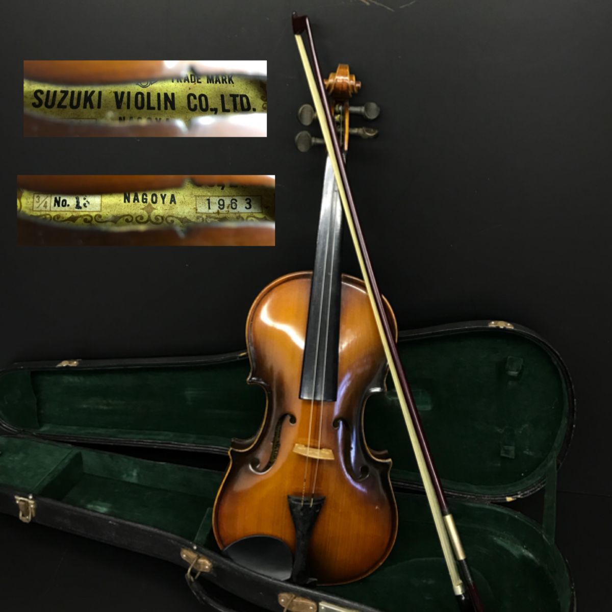 SUZUKI 鈴木バイオリン 3/4サイズ No.1 1963　ハードケース付き 【307-194#120】