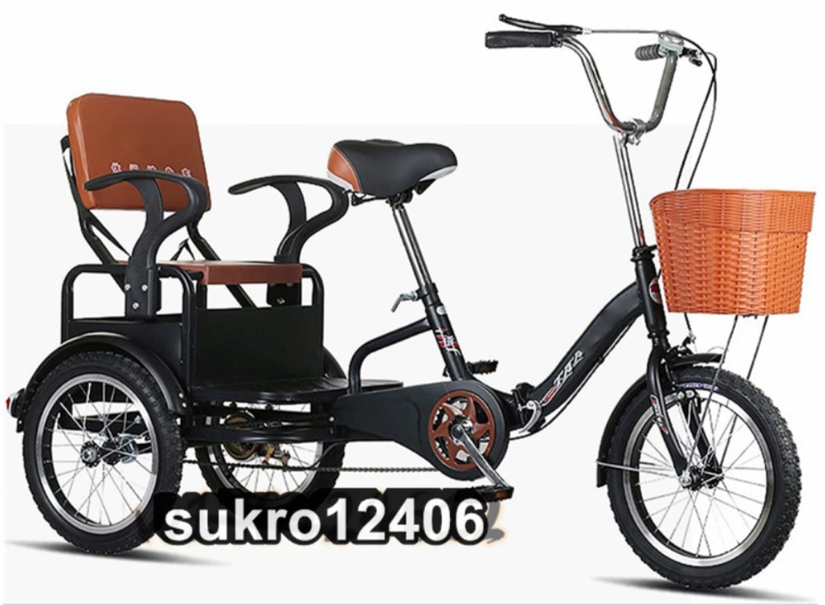 大人用 16インチ 折りたたみ式三輪車 高齢者用 ショッピングバスケットと後部座席付き 快適な 高齢者向け 三輪自転車 その他