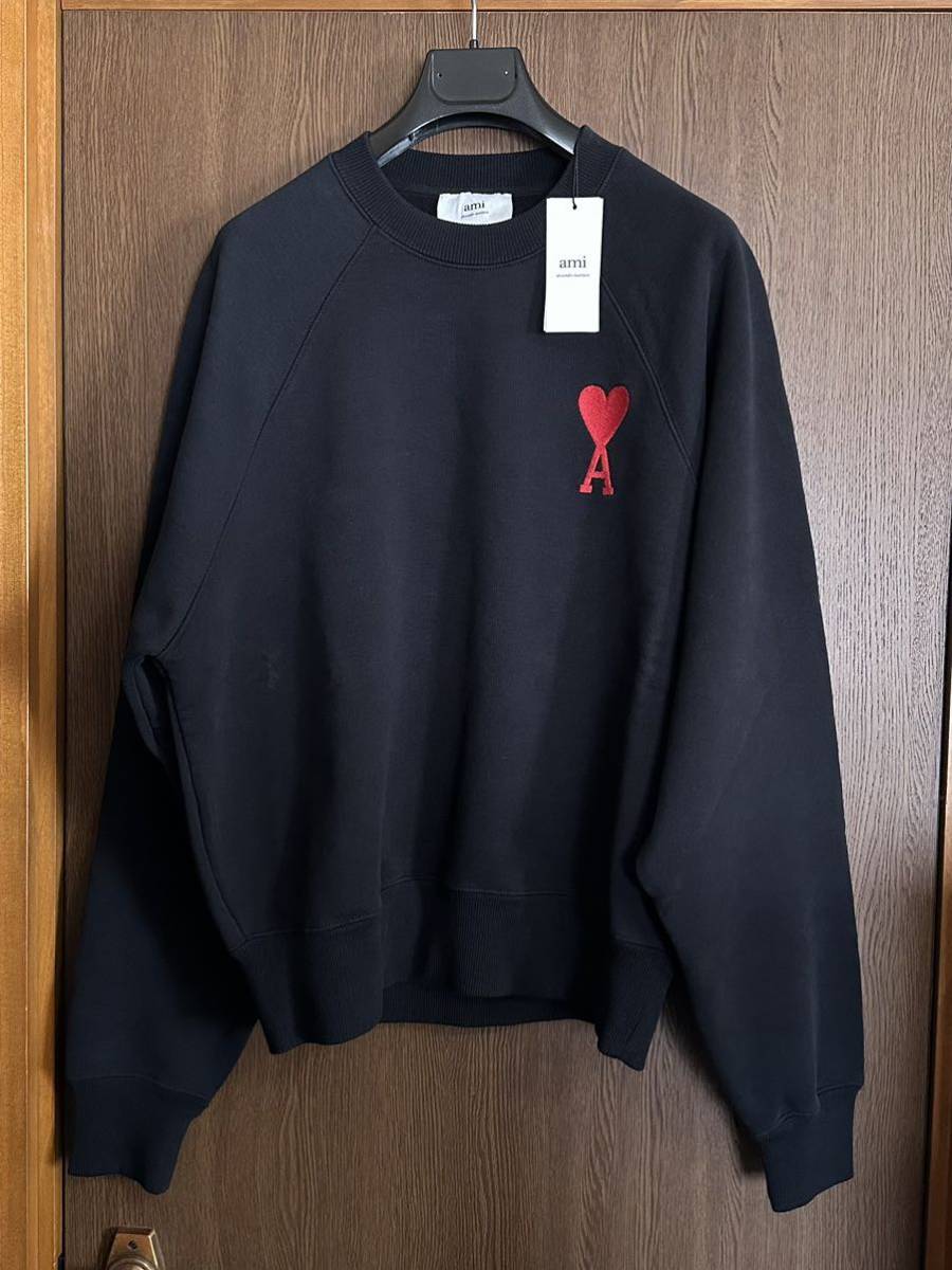 AMI PARIS ブラック ロゴ スウェット 黒XXL新品 AMI Paris グラフィック ロゴ スウェット シャツ 黒
