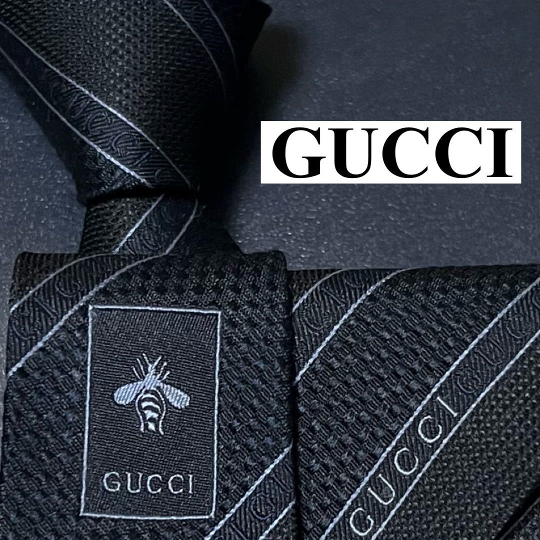 ✨未使用✨ 激レア 現行 GUCCI ネクタイ シルク100% ワンポイント 蜂-