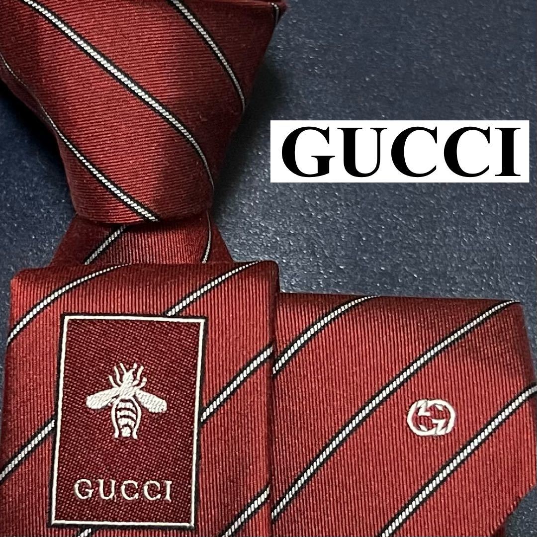 ✨美品✨現行 GUCCI ネクタイ シルク GG 蜂 bee インターロック-