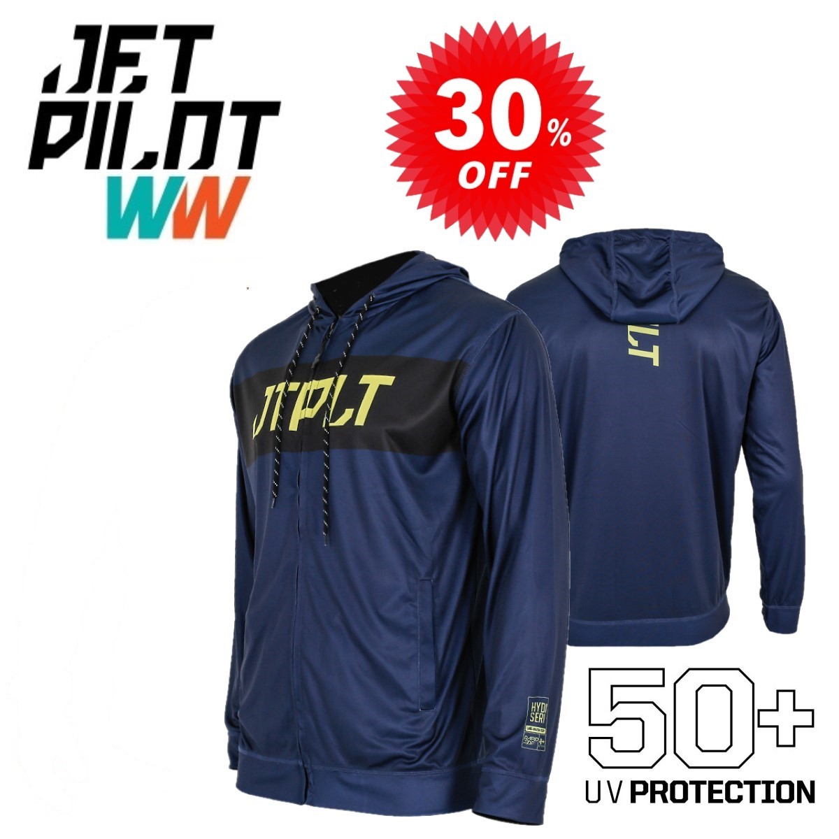 ジェットパイロット JETPILOT ラッシュガード セール 30%オフ RX L/S ジップフロント ラッシュ フーディー ネイビー S JA21613_画像1