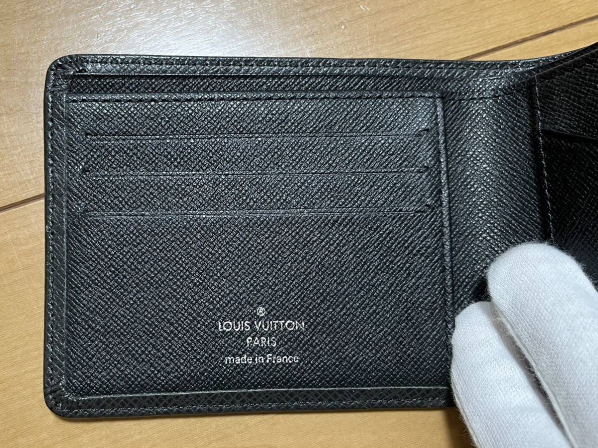LOUIS VUITTON ルイヴィトン 二つ折り財布 タイガ ポルトフォイユ ミュルディプル M30952 PF MULTIPLE TAIGA ARDOISE 美品 中古品 正規品 _画像10