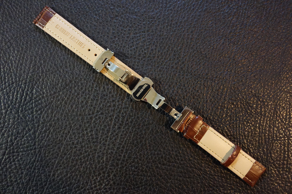 *D-Buckle Watch Belt* черный ko type вдавлено .Calf Leather 18mm мощный водоотталкивающий BROWN новый товар spring палка освобождение пружины есть натуральная кожа чай STAINLESS наручные часы ремень 