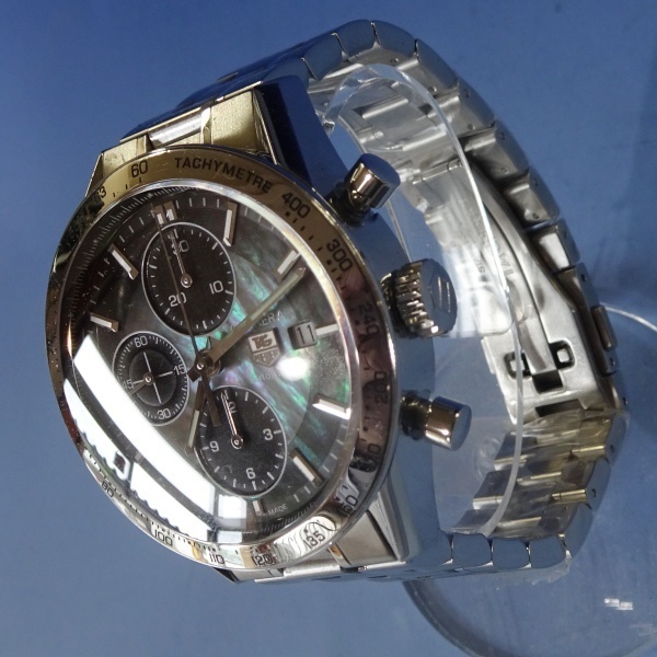 ★限定希少品 TAG HEUER タグ・ホイヤー カレラ CV201P シェル文字盤 OH証明書付 裏スケ★_画像2