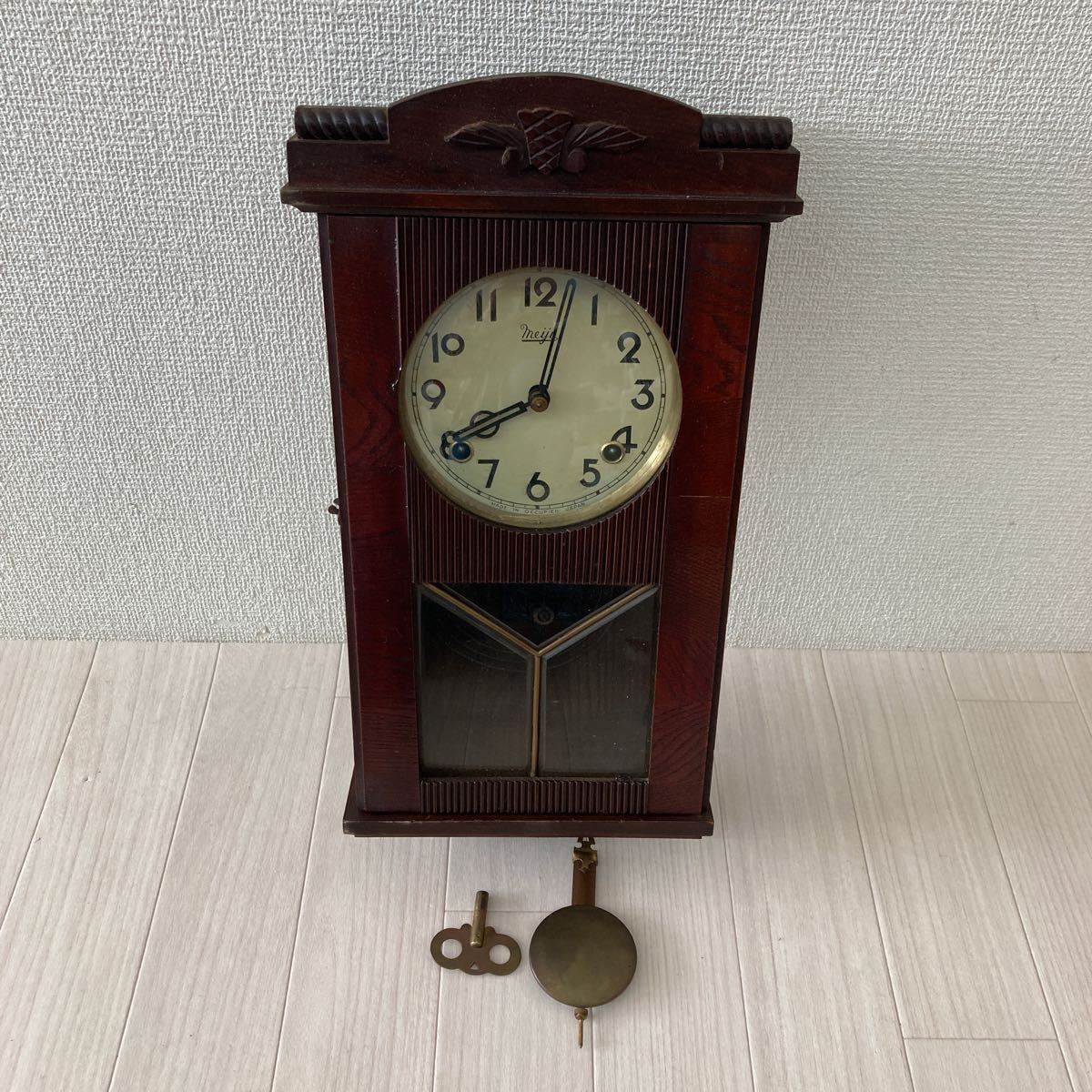 明治時計 振り子時計 Meiji 掛時計 古時計 ボンボン時計 ゼンマイ式