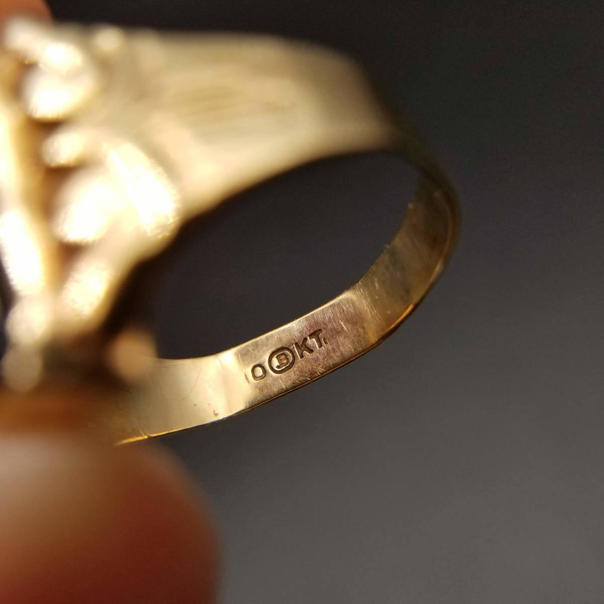 米国ビンテージ K10 イエローゴールド シグネット オニキス アールデコ リング 指輪 4.53グラム YNB99の画像6