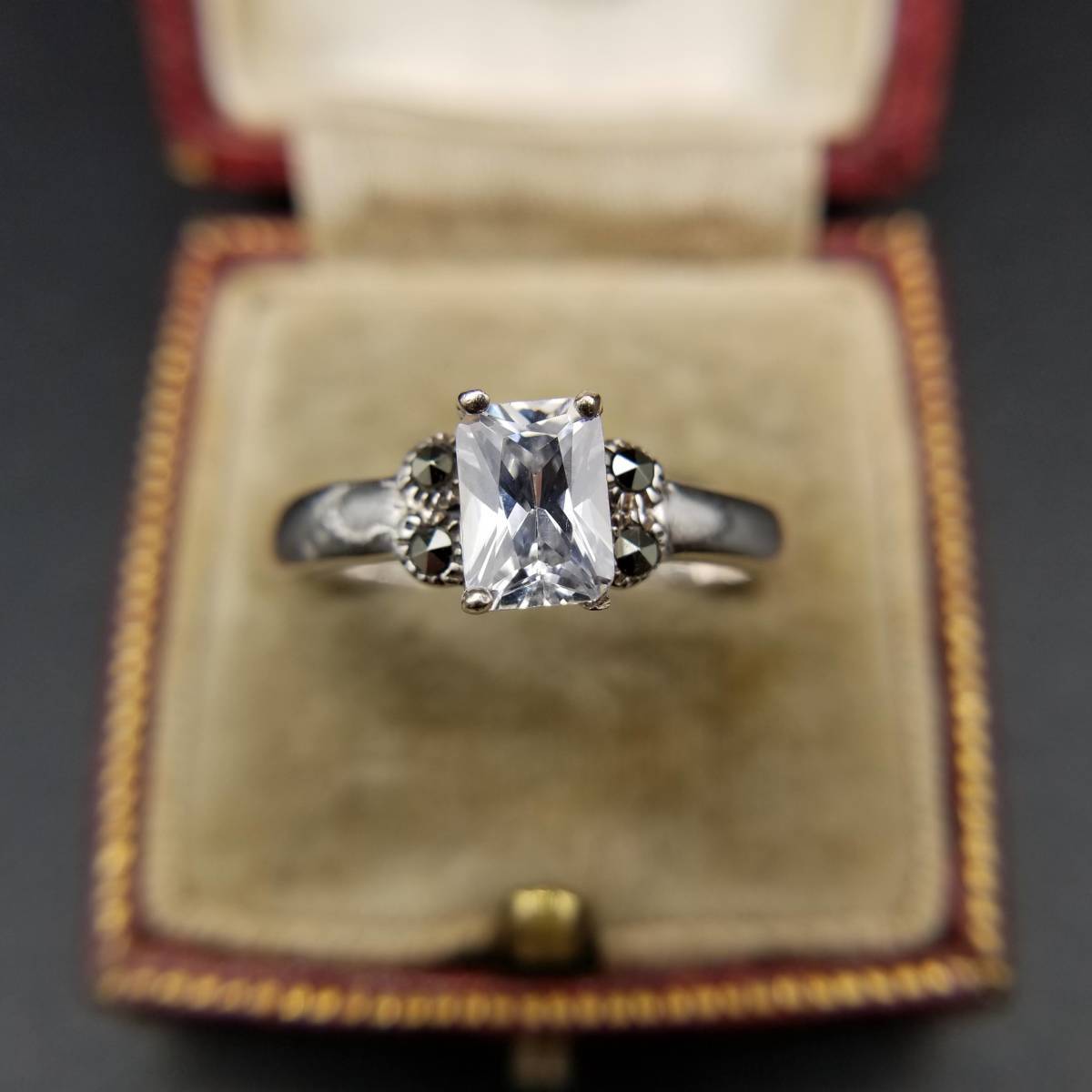 Винтажное кольцо кольца 925 Серебряный цвет камень ardeco grview sterling showa retro ynb12