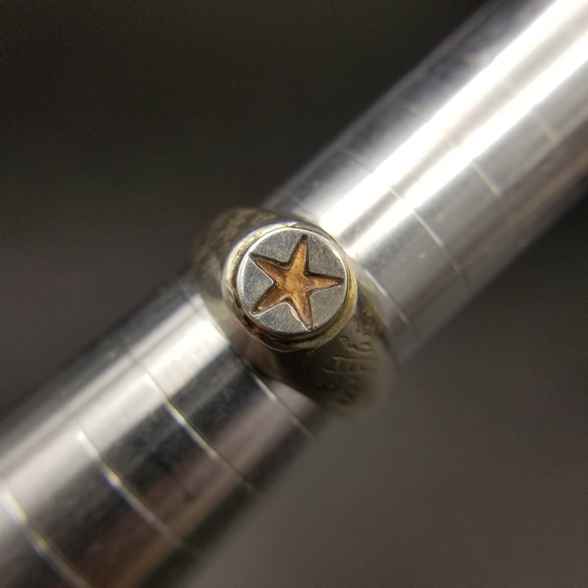 sig net 916 silver star Star round Vintage ring 6.5g silver ring engraving men's jewelry thickness .10Y-J