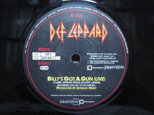 7” UK盤 Def Leppard // Love Bites / Billy Got A Gun(Live) - (records)_画像4