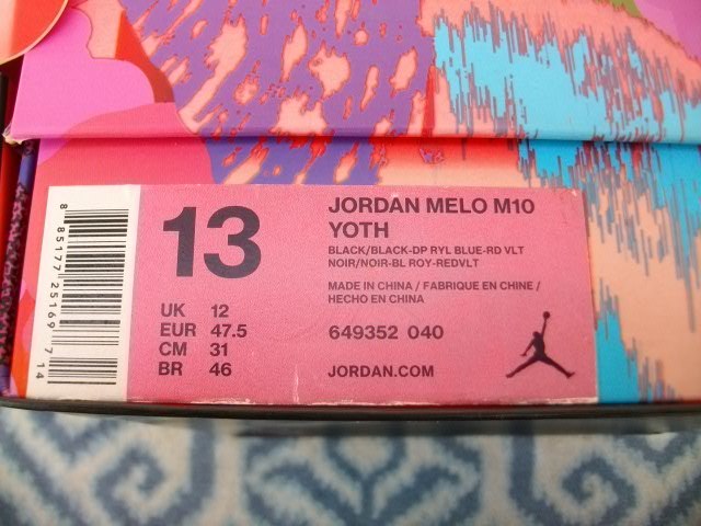 NIKE JORDAN MELO M10 YOTH 31cm US13 黒桃 美品 NBA カーメロ アンソニー Carmelo Anthony デンバー ナゲッツ Denver Nuggets_画像10