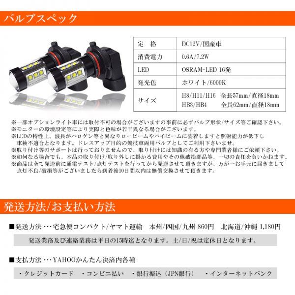 40系 前期/中期 レクサス LS460/LS600h LED フォグランプ HB4 80W OSRAM プロジェクター発光 6000K/ホワイト/白 純正交換 車検対応_画像5