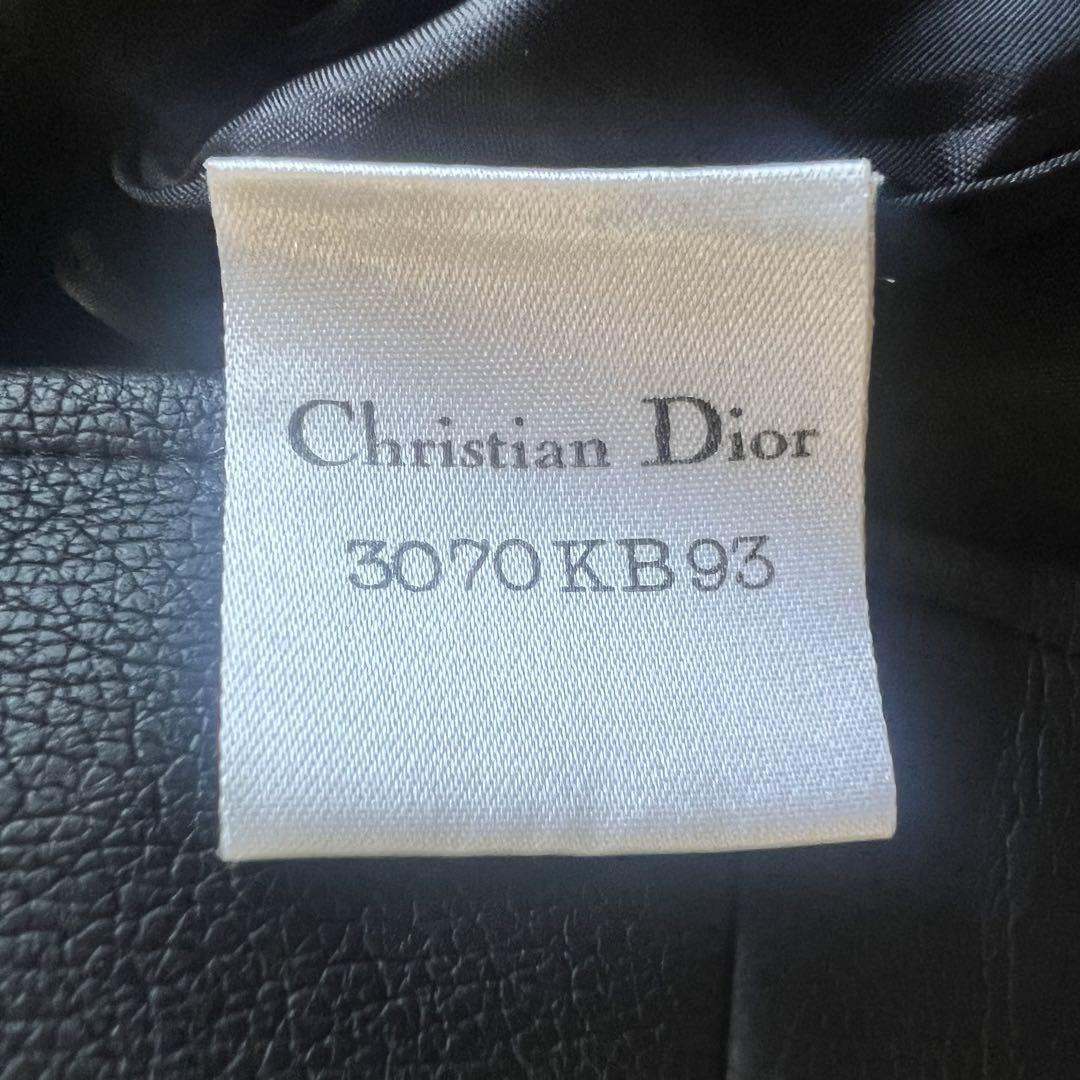 【美品】Christian Dior ノーカラーレザージャケット ブラック L クリスチャンディオール 黒 ライダースジャケット ライトアウター