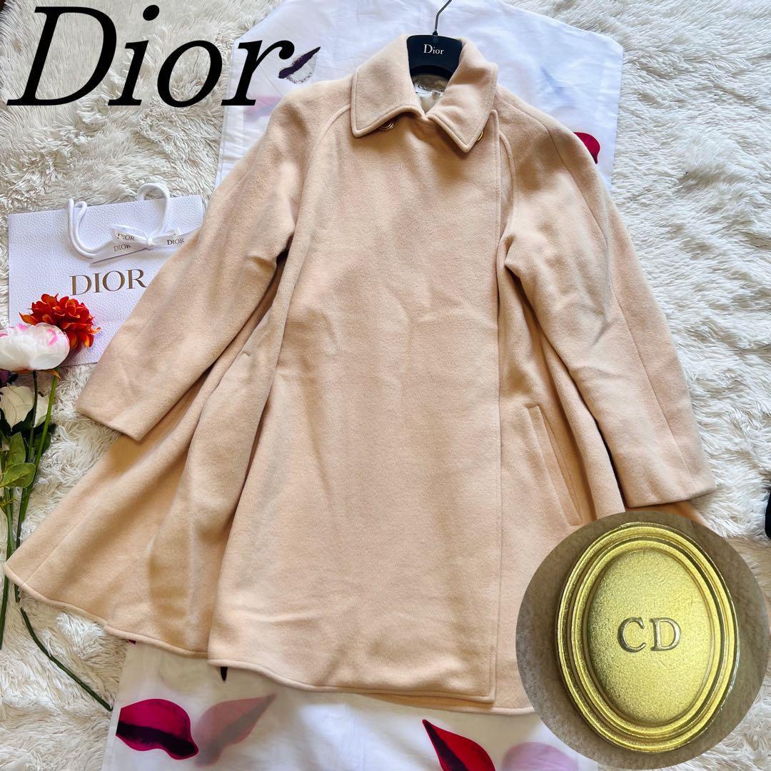 【希少】Christian Dior カシミア混ロングコート オレンジ 40 クリスチャンディオール L_画像1