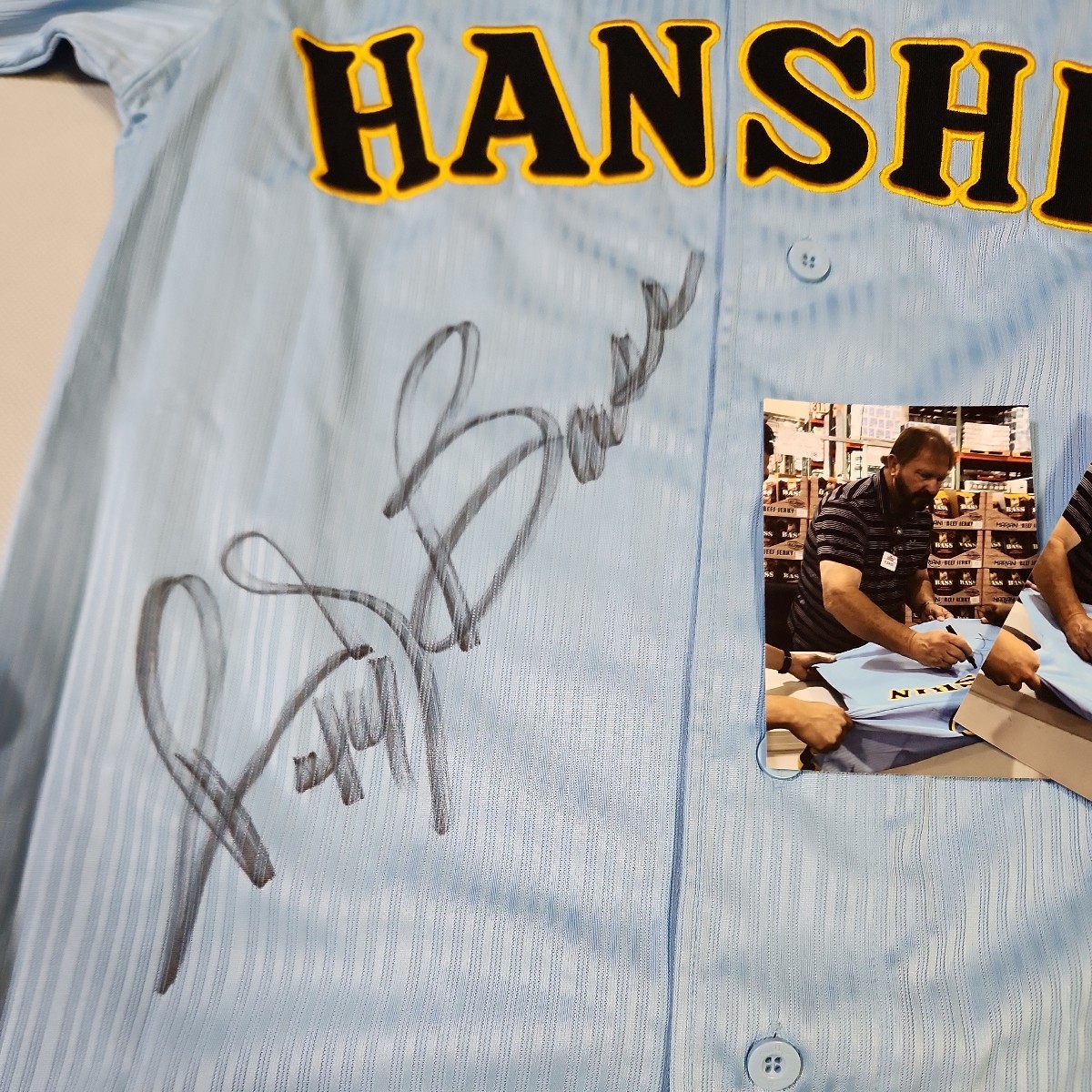  Hanshin Tigers OB Landy - bar s san with autograph replica uniform unused storage L size photograph attaching 