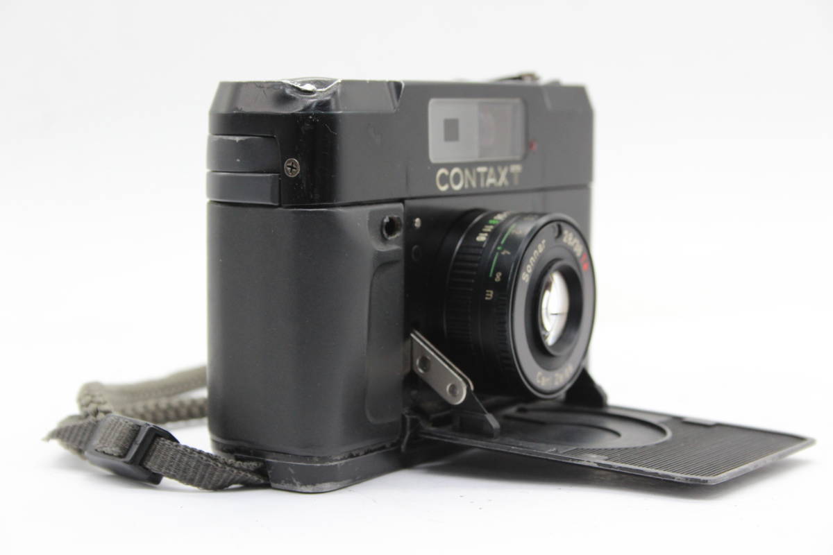 [ returned goods guarantee ] [ origin box attaching ] Contax Contax T black Carl Zeiss Sonnar 38mm F2.8 T* strobo attaching compact camera s1860