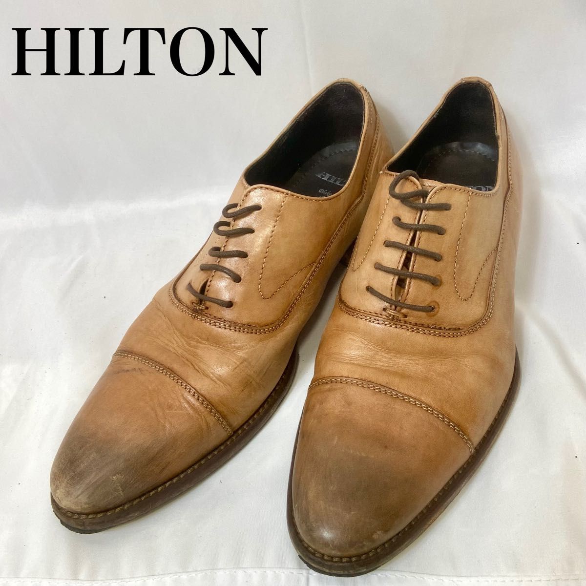 HILTON プレーントゥ  ベージュ 革靴 ビジネスシューズ｜PayPayフリマ
