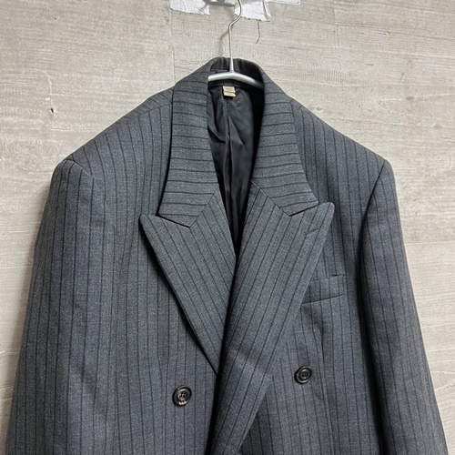 Burberry バーバリー Melange Classic Pinstripe Double Breasted Blazer ストライプ ダブルジャケット 50R 【中目黒b10】_画像3