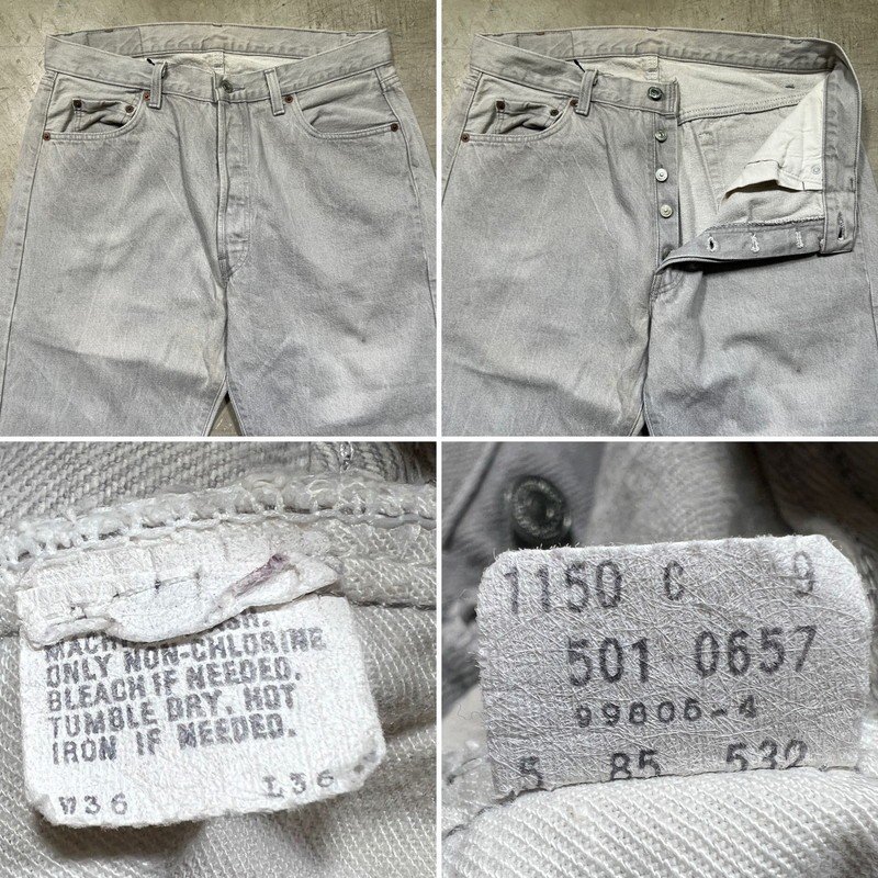 Levi's リーバイス 【men2792H】 80's 501-0657 先染めグレーデニム グッドコンディション 内股シングル 実寸W34インチ USA製 AG_画像2