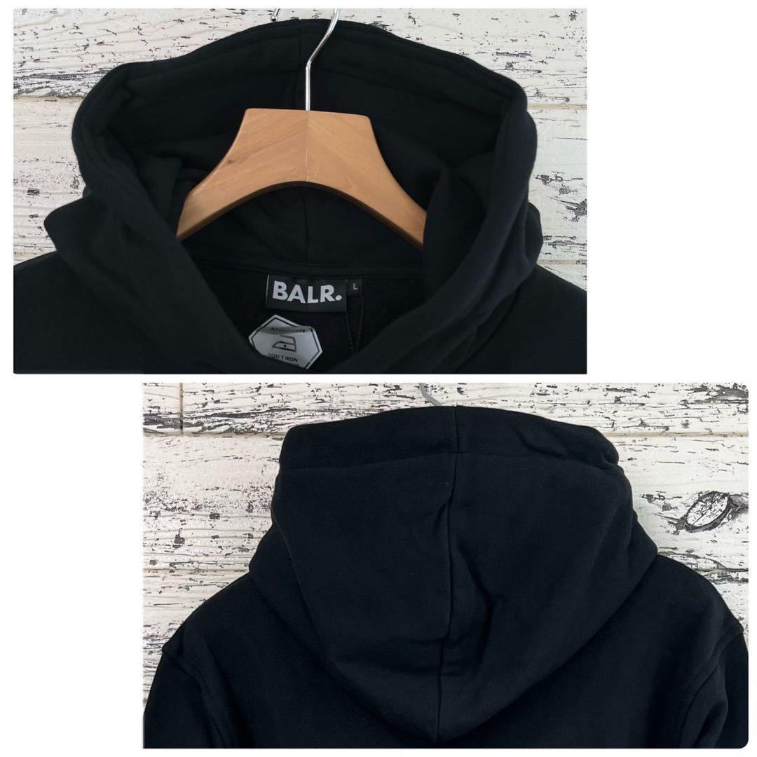 代引き人気 【未使用】BALR . L 黒 ロゴ Brand 裏起毛 パーカー