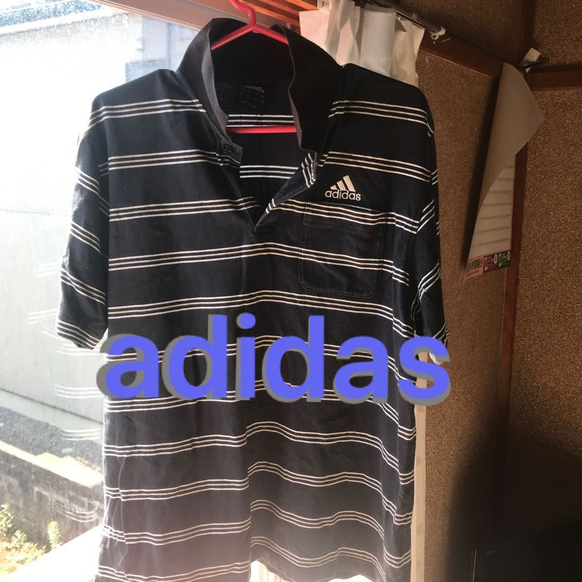 【訳あり】adidas  ポロシャツ　Lサイズ ポロシャツ肩幅45cm身幅55cm袖丈25cm着丈59cm