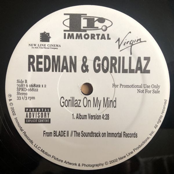 ◇Redman & Gorillaz/GORILLAZ ON MY MIND【2002/USプロモ盤/12inch】の画像3