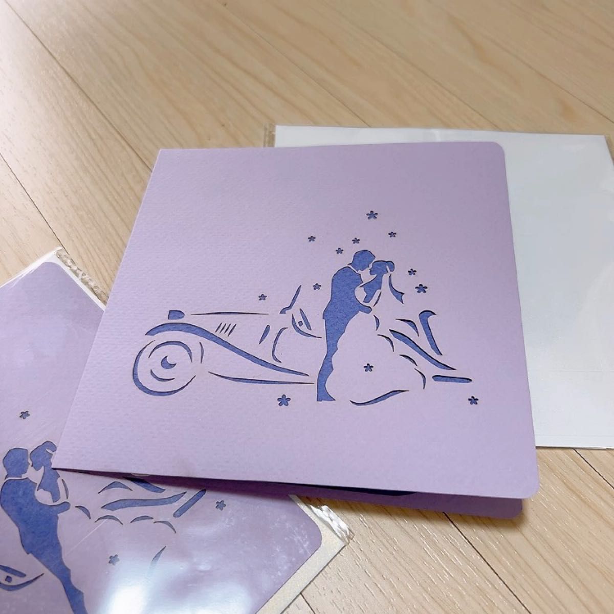 3D 結婚式のポップ グリーティングカード ポストカード 手紙 お祝い ウェディング 2つセット