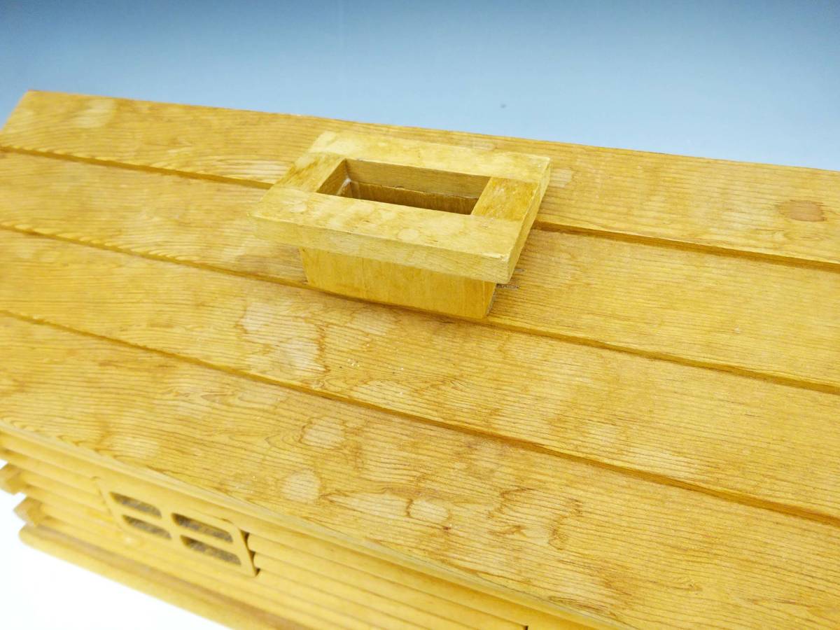 ◆(TD) 昭和レトロ 木製 家形 ティッシュボックス 小物入れ ブラウン ティッシュホルダー ケース ナチュラル 北欧 卓上収納 インテリア雑貨_画像5