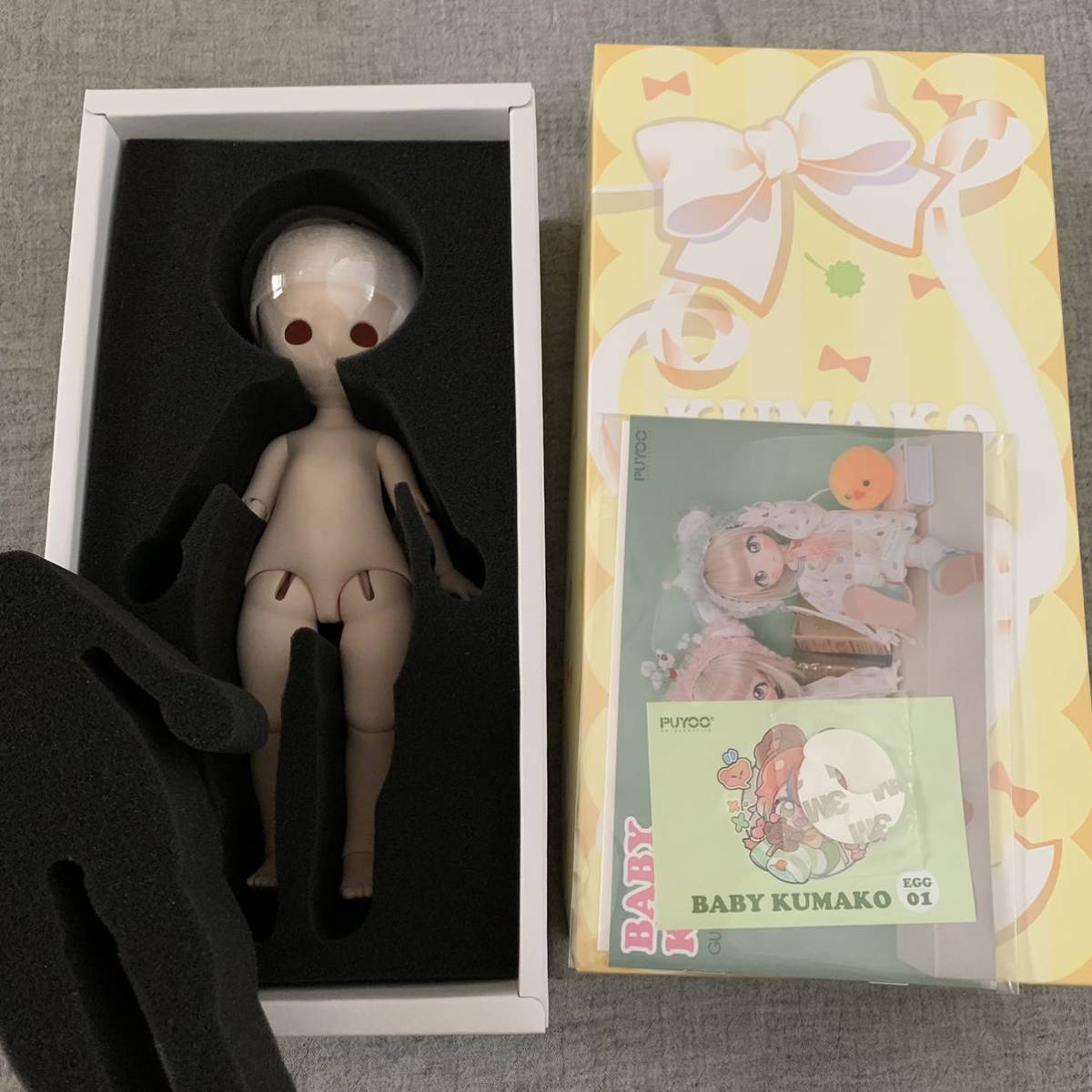 babyKUMAKO baby kumako egg01 CREAM SKIN PUYOODOLL 新品未使用 ベビクマエッグ ベーシックセット キャストドール 本体 ボディ ヘッド_画像1