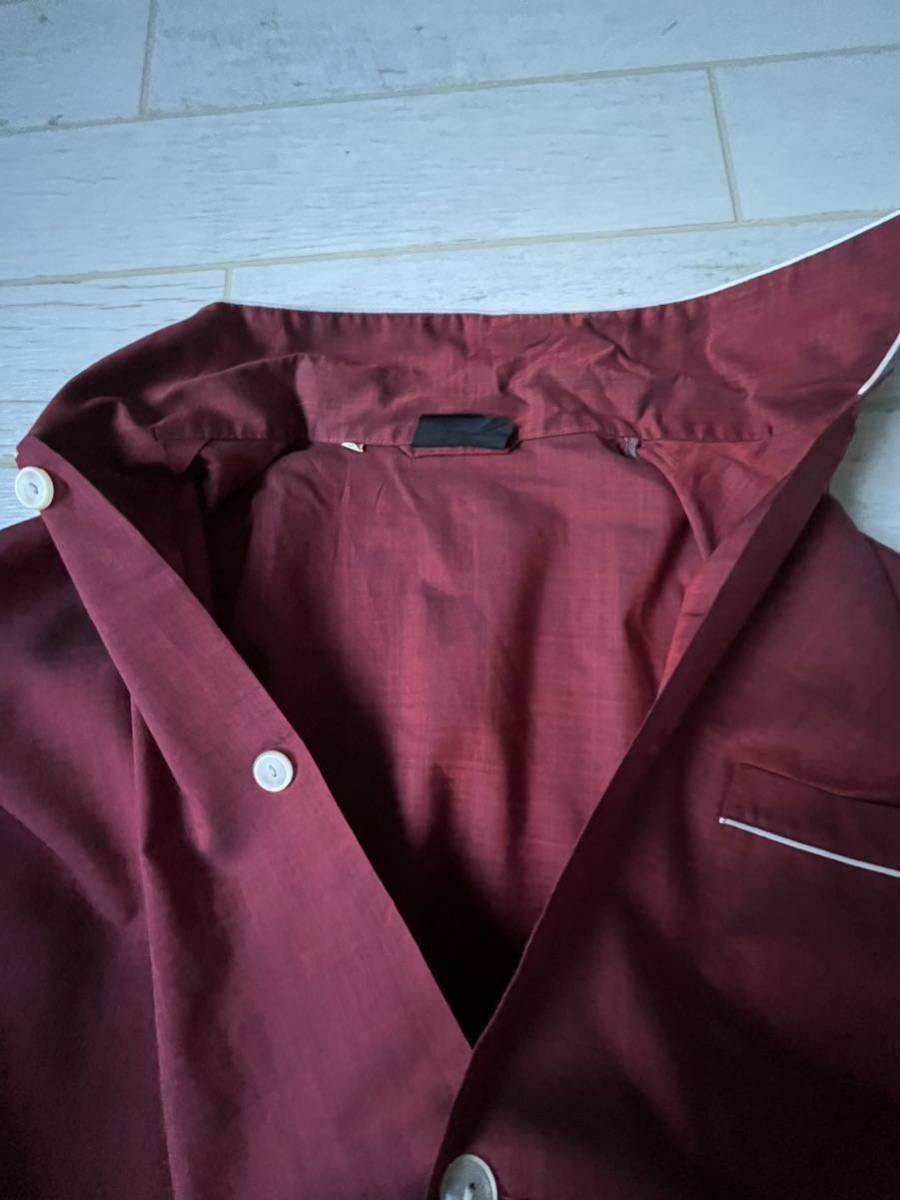 60s 60年代 ビンテージ ユーロ ヨーロッパ イタリアglasen ルームウェア パジャマシャツ 長袖 古着 バーガンディ EURO カバーオール  タイプ