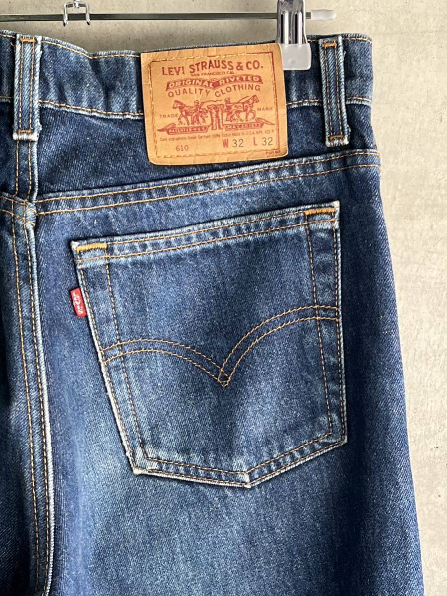 90s 90年代 96年 ビンテージ リーバイス 610 levis デニム スリム テーパード パンツ USA製 古着 ボタン裏501 アメリカ ヒゲ 濃紺 インディ_画像10