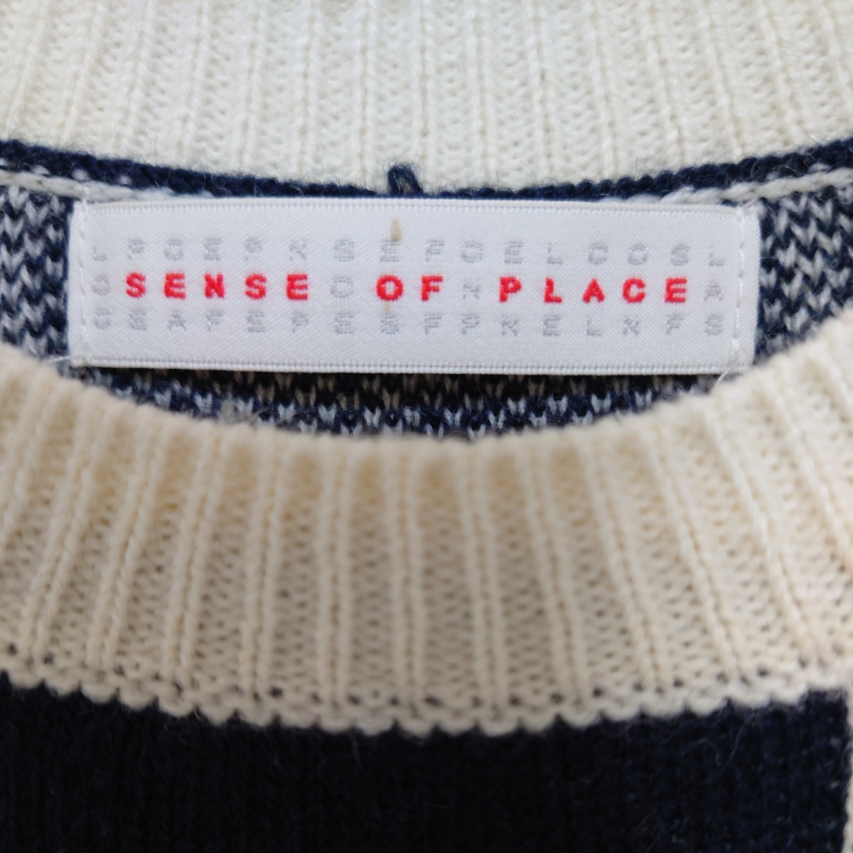 ★SENSE OF PLACE　F　ニット　ワンピース　ネイビー + ホワイト　センスオブプレイス　美品_画像4